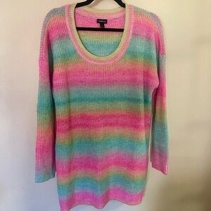 TORRID Size 1 (14/16) Rainbow Striped Knit Long Sleeve Sweater Cotton Blend